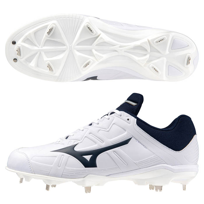 Mizuno ミズノ ライトレボバディー2 野球 ソフトボール スパイク ユニセックス 2023年秋冬 ワイド 3E ホワイト×ネイビー 11GM232614|太陽スポーツ Trip店