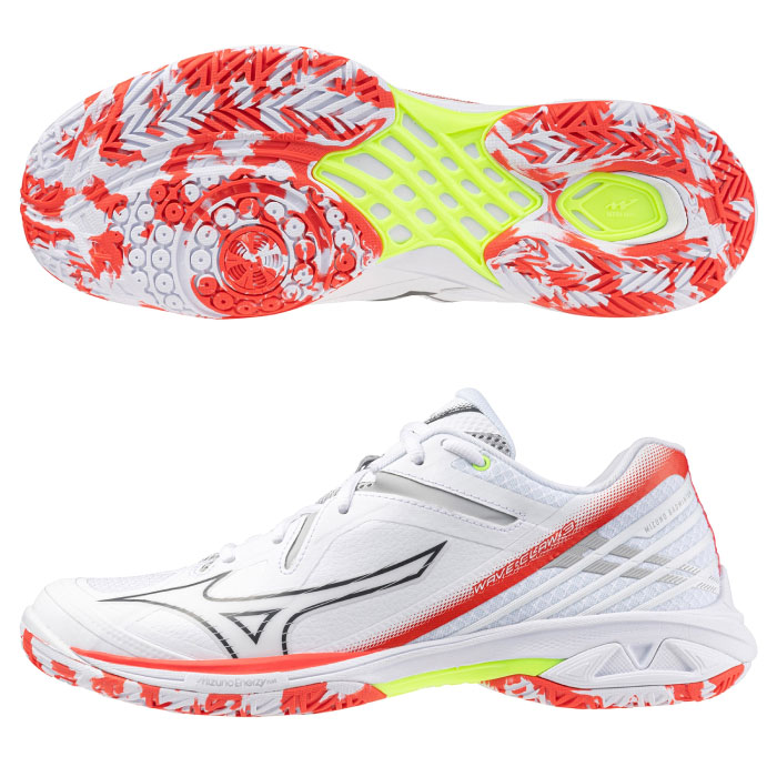 MIZUNO ミズノ ウエーブクロー 3 バドミントンシューズ ノンマーキングソール 2024年春夏 ホワイト/ブラック/レッド 71GA244305 11,435円