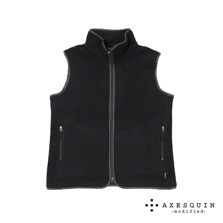AXESQUIN -modified- アクシーズクインモディファイド WOOL BOA VEST Black ウールボアベスト ブラック ボアフリースベスト S/M/L/WFサイズ