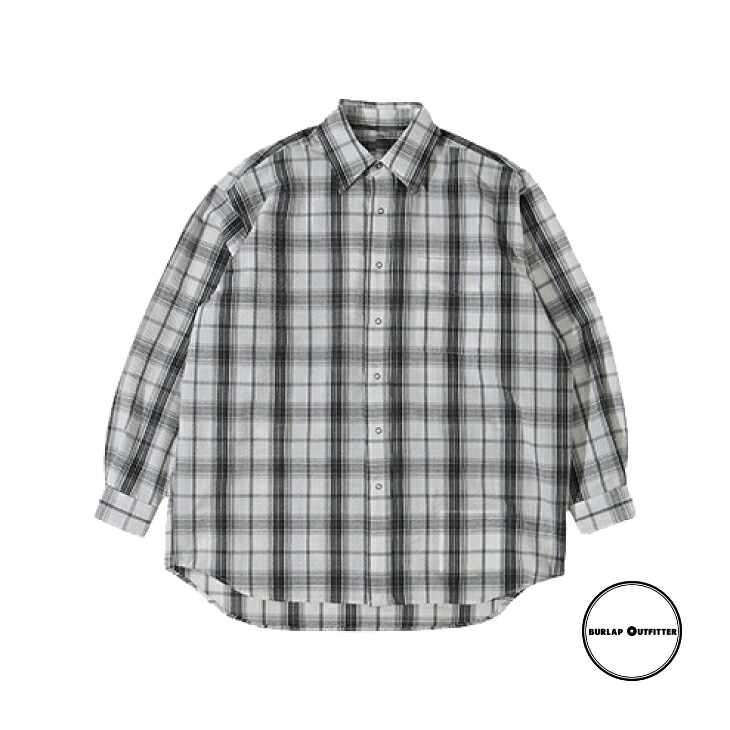 BURLAP OUTFITTER バーラップアウトフィッター L/S SEERSUCKER PLAID B.B. SHIRT WHITE/BLACK ロング衣袂 シアサッカー プラッド 野球ティーシャツ 白いこと/黒いこと