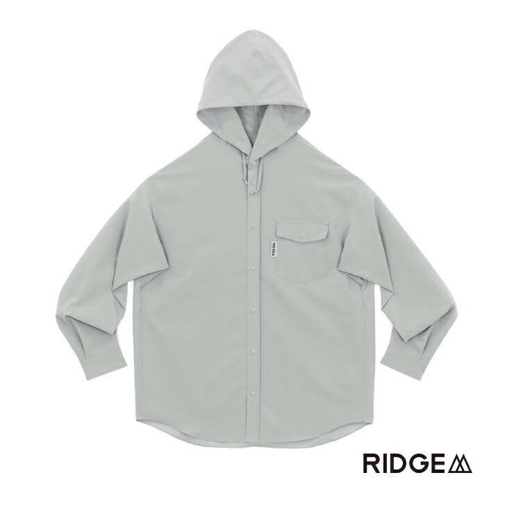 RIDGE MOUNTAIN GEAR リッジマウンテンギア Men's Hooded Long Sleeve Shirt 2026 Quiet Grey フーデッド ロングスリーブ シャツ 2026 クワイエットグレー メンズモデル 長袖シャツ