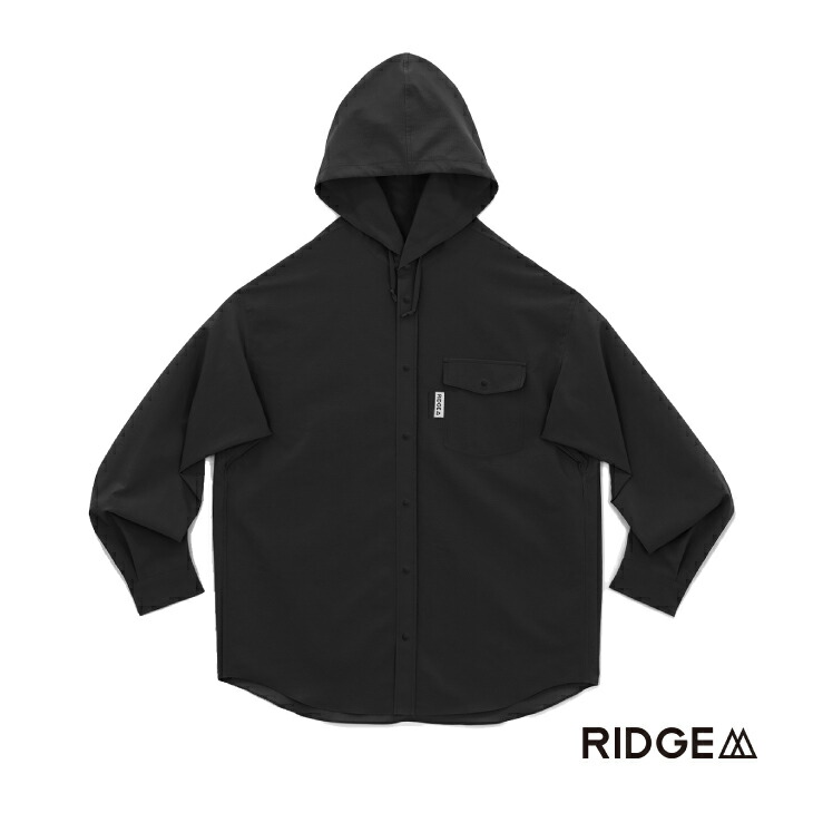 RIDGE MOUNTAIN GEAR リッジマウンテンギア Men\u0027s Hooded Long Sleeve Shirt 2026 Solid Black フーデッド ロング衣袂 プルオーバー 2026 ソリッドブラック メンズひな形 長袖プルオーバー