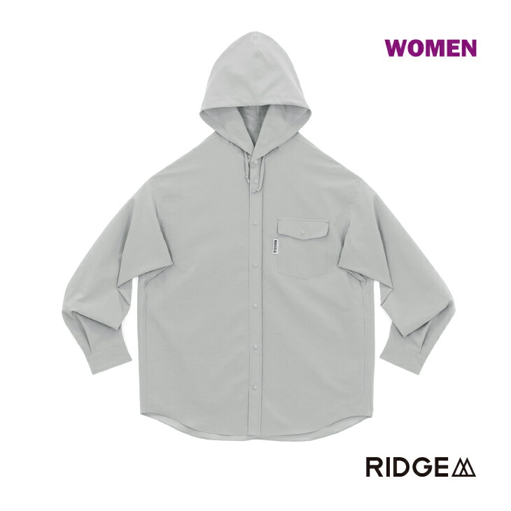 RIDGE MOUNTAIN GEAR リッジマウンテンギア Women\u0027s Hooded Long Sleeve Shirt 2026 Quiet Grey フーデッド ロング衣袂 プルオーバー 2026 クワイエットグレー ウィメンズモデル 長袖プルオーバー