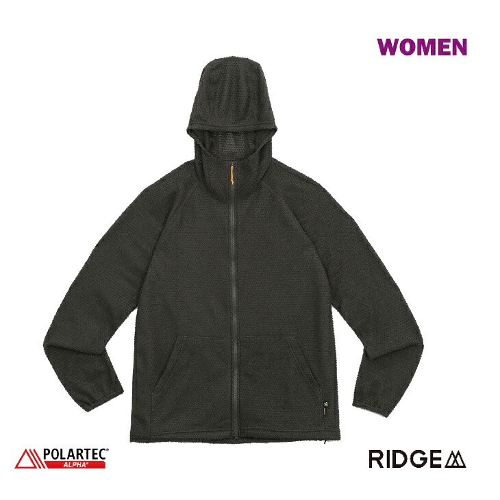 RIDGE MOUNTAIN GEAR リッジマウンテンギア Women's Alpha Full Zip Hoodie Bear Skin アルファ フルジップフーディ ベアスキン ウィメンズモデル|太陽と山 野外道具店