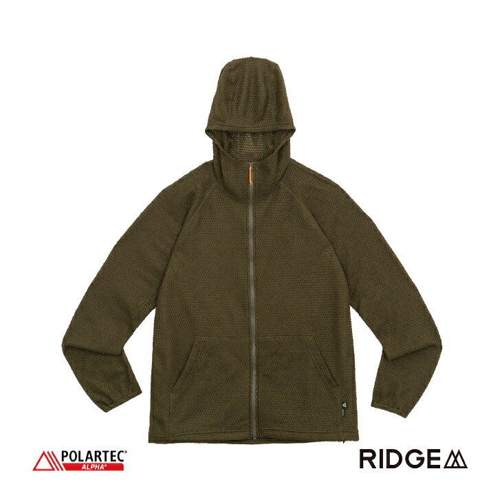 RIDGE MOUNTAIN GEAR リッジマウンテンギア Men's Alpha Full Zip Hoodie Forest Floor アルファ フルジップフーディ フォレストフロア メンズモデル|太陽と山 野外道具店