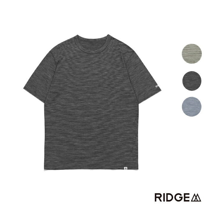 RIDGE MOUNTAIN GEAR リッジマウンテンギア Merino Basic Short Sleeve Tee "Micro Border" メリノベーシック ショートスリーブ ティ "マイクロボーダー" メンズモデル 半袖Tシャツ|太陽と山 野外道具店