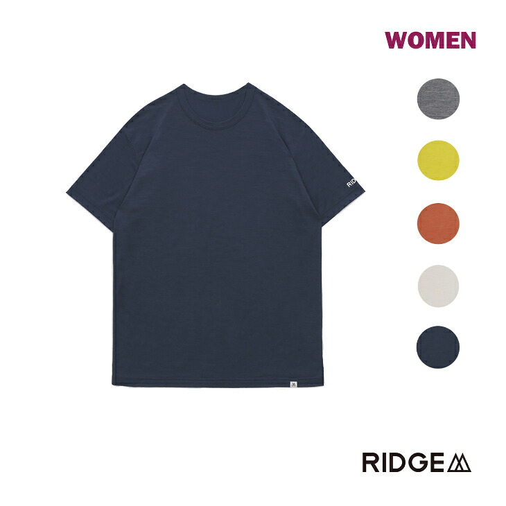 RIDGE MOUNTAIN GEAR リッジマウンテンギア Merino Basic Short Sleeve Tee Women's メリノベーシック ショートスリーブ ティ ウィメンズモデル 半袖Tシャツ|太陽と山 野外道具店