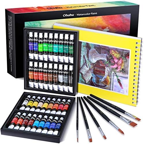 楽天市場】Ohuhu 水彩絵の具セット 36色 6本水彩筆 絵の具 絵具