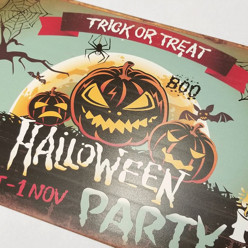 ハロウィン 飾り オーナメント ブリキ看板s かぼちゃ パンプキン 闇夜 お墓 満月 蜘蛛 インテリア雑貨 ポスター ハロウィンボード ホラー クモ 装飾 イラスト タペストリー おしゃれ かわいい 白黒 横長 玄関 アメリカン雑貨 Halloween ハロウィーン 22年 プレート 最新