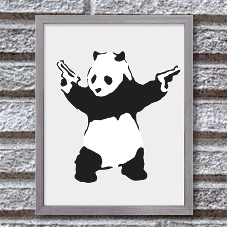 正規允許 バンクシー アートパネル38 アートフレーム Panda With Guns パンダと拳銃 アートポスター 作品 絵画 有名 北欧 絵画 イラスト ポップアート 動物柄 Panda サバゲー 壁掛け 雑貨 デザイナーズ おしゃれ かわいい 白黒 モノクロ 約30cm 40cm Banksy