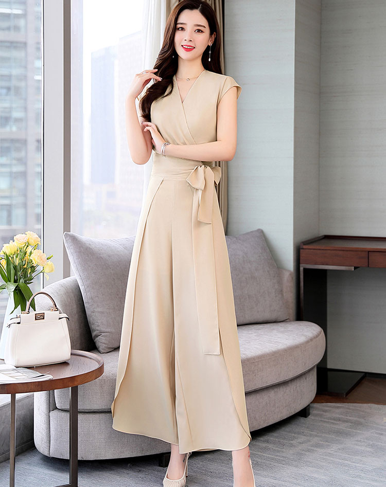 レディース パンツスーツ フォーマルスーツ ワイドパンツ 通勤 着やせ セットアップ パンツドレス 体型カバー Vネック ロングパンツ ハイウエスト上下セット パーティー 女性 オフィス ナチュラル ロング丈 ゆったり 夏 大人 シンプル エレガント 夏物 ノースリーブ 入学