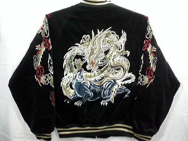 楽天市場】スカジャン 龍と黒豹刺繍 2L 日本製本格刺繍