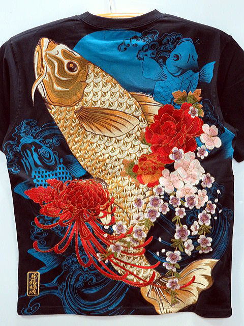 絡繰魂・粋 和柄　半袖Tシャツ　黄金鯉　カラクリ魂