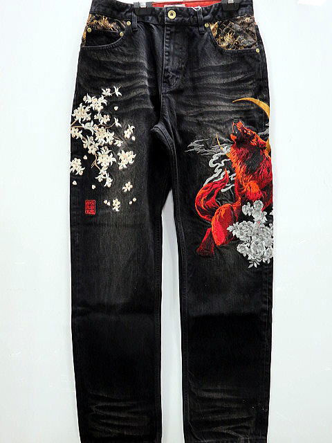 楽天市場】粋 龍虎激闘デニムパンツ 絡繰魂 242231 和柄 和風 ジーンズ