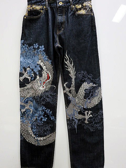絡繰魂 　デニムパンツ　和柄　風神雷神刺繍　　カラクリ魂 2412301.jpg