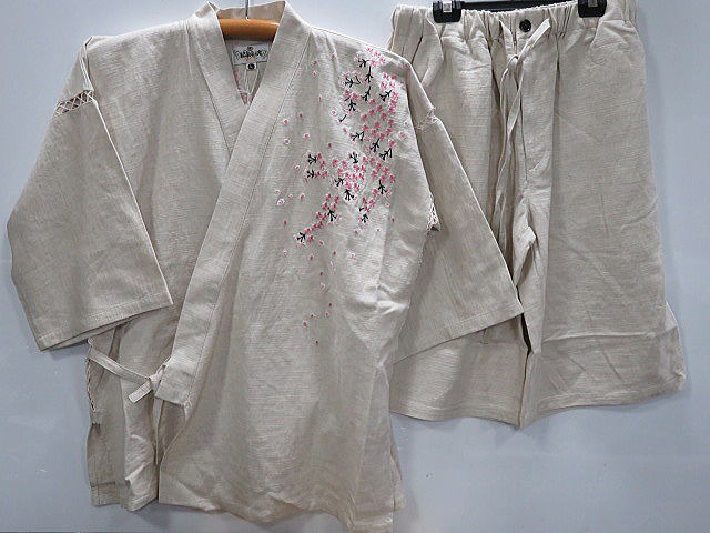 絡繰魂　桜吹雪刺繍甚平　和柄甚平　カラクリ魂