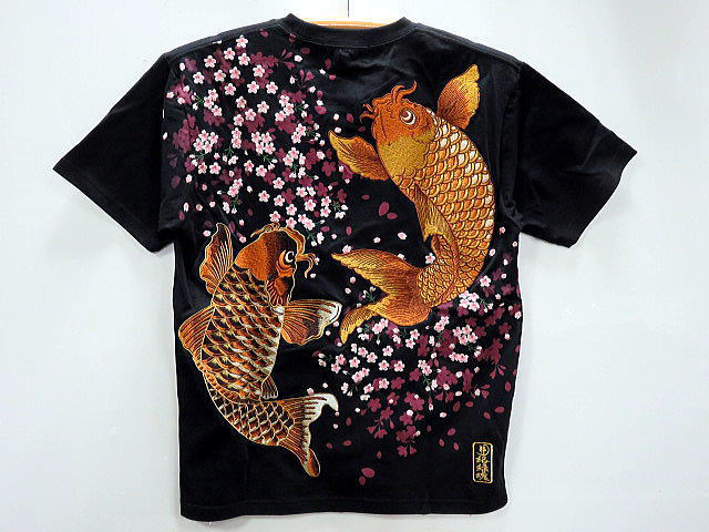 絡繰魂 粋 双金鯉刺繍 半袖Tシャツ カラクリ魂