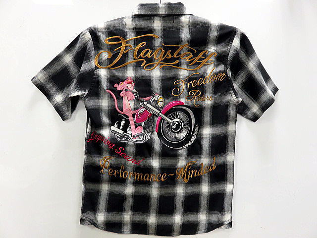 Flag Staff  ＸPINK PANTHER アメカジ 半袖プルオーバー 総刺しゅう さくら色パンサー 信号旗原材料