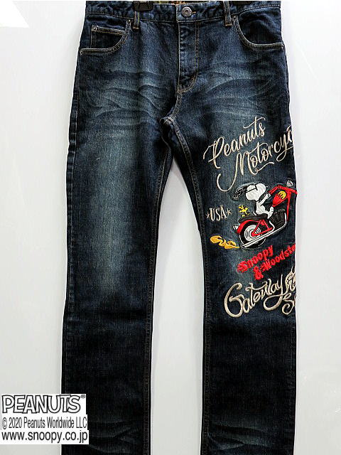 Flag Staff × SNOOPY おせっかい自動自転車刺しゅうジーンズズボン下 信号旗原材料 × おせっかい