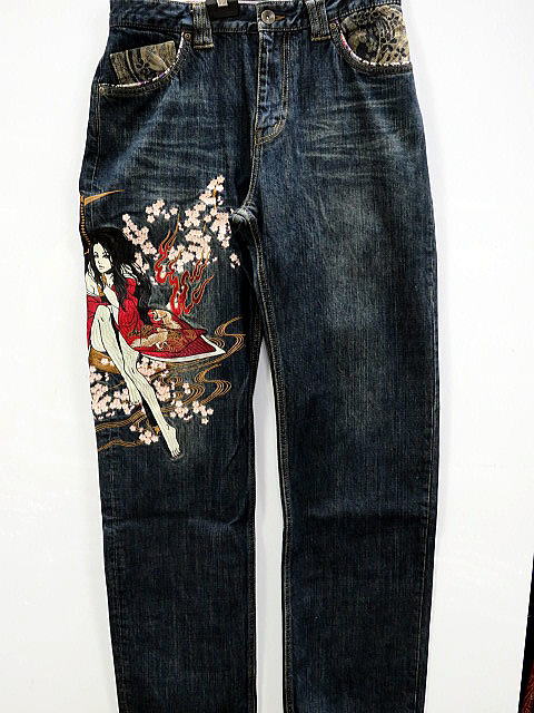 楽天市場】絡繰魂 粋 夫婦鯉刺繍デニムパンツ カラクリ魂 291282