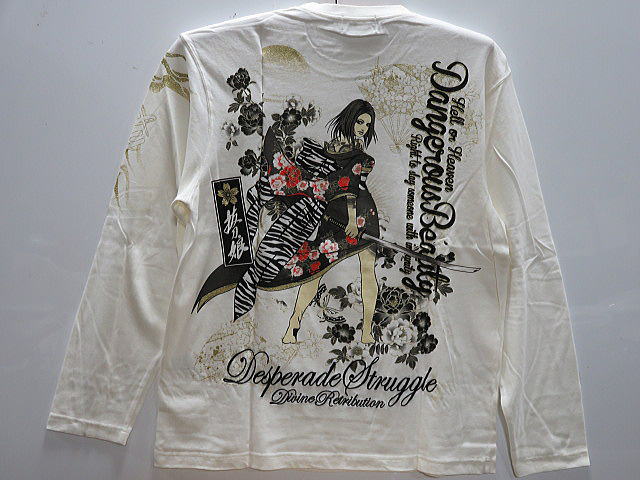 楽天市場】絡繰魂 カラクリ魂 和柄長袖Tシャツ アメカジ抜刀娘 葵