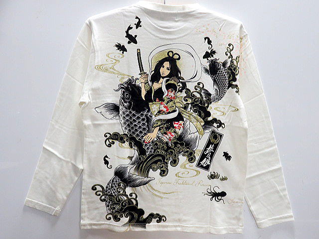 楽天市場】絡繰魂 カラクリ魂 和柄長袖Tシャツ アメカジ抜刀娘 葵
