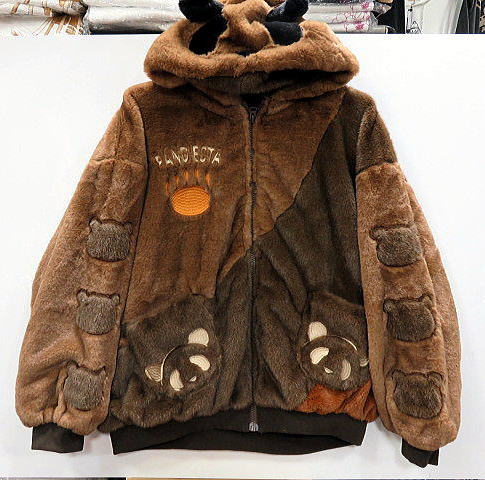 ✨美品✨ パンディエスタ 湾曲 ストライプ 切替　フェイクファー　パーカー M 湾曲ストライプ切替フェイクファーパーカー PANDIESTA JAPAN