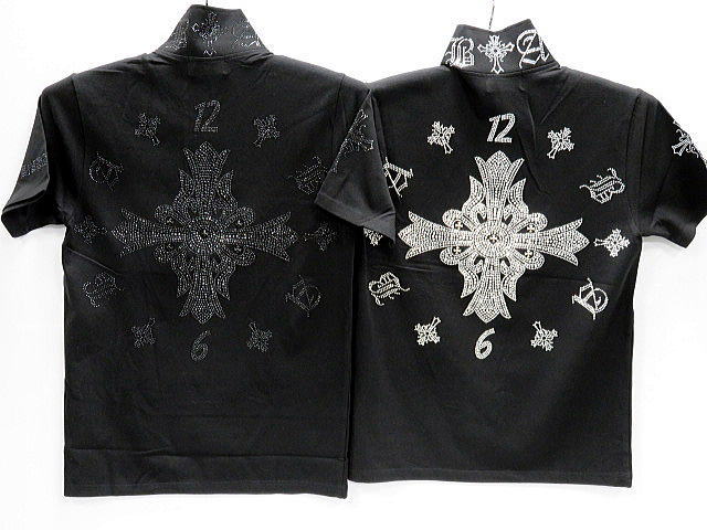 楽天市場】BE AMBITION 半袖ジップアップTシャツ スカルラインストーン