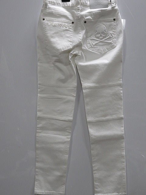 楽天市場】ビーアンビション ストレッチホワイトチノパンツ スカル刺繍