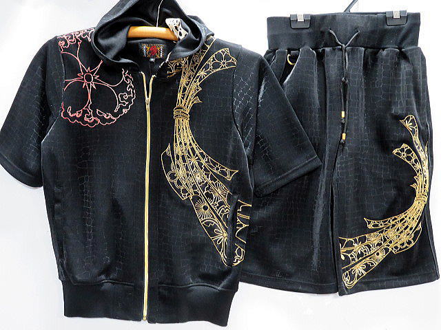 楽天市場】錦 和柄 半袖パイソンラメジャガード ジャージ上下セット 筋