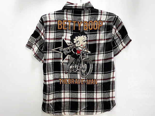 Betty Boop X THE BRAVE MAN　チェック　半袖シャツ　ベティ