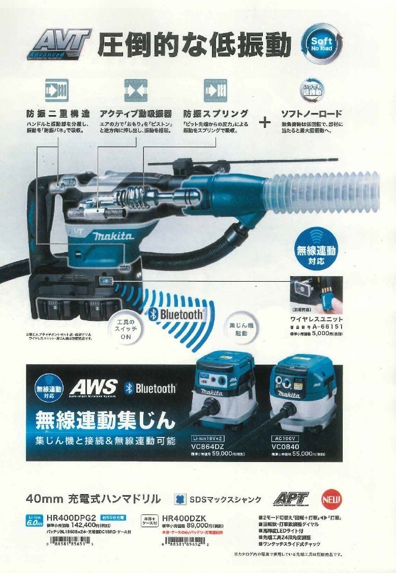 マキタ(makita) HR400DZKN 40mm充電式ハンマドリル 18V 18V=36V 本体