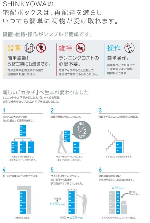 宅配ボックス ホワイト610型 (ダイヤル錠式・捺印付) 上段用