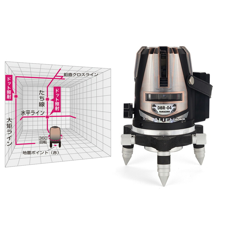 山真製鋸(YAMASHIN）大矩照射 レッドレーザー墨出し器 DBR-04 DOT 本体のみ