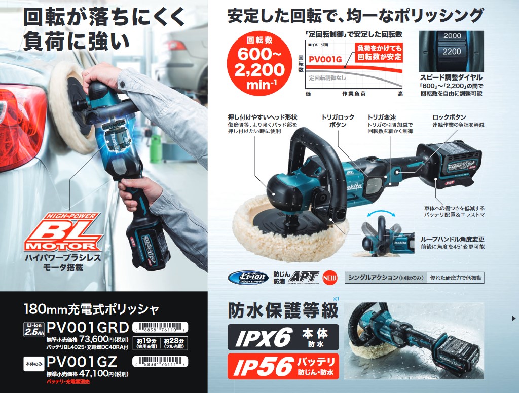 マキタ(Makita) PV001GZ 充電式ポリッシャー パッド180mm 40V 車用品