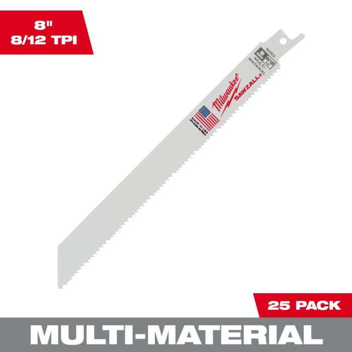 ミルウォーキー 多目的レシプロソーブレード 8/12TPI 203mm（25本パック） 48-00-8093 10,985円