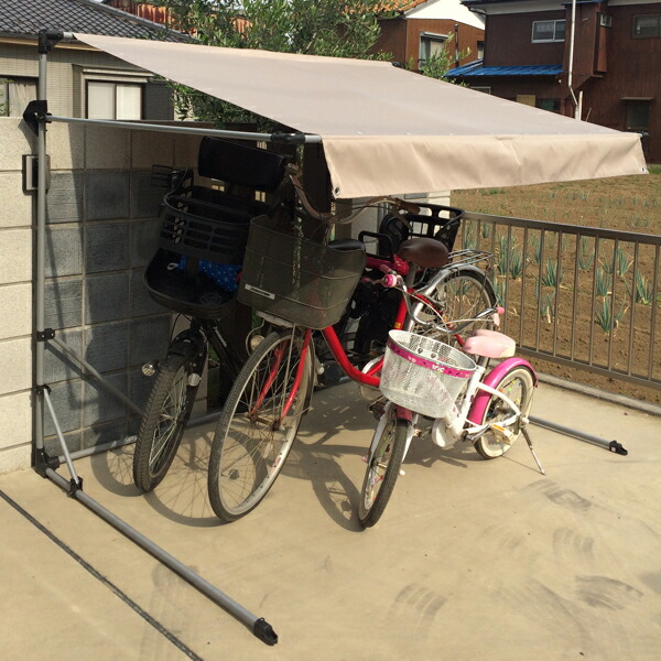 アルミス サイクルポート ASP-03IV UVカット撥水加工 自転車収納3台用 高さ160.5cm 幅1.920mm