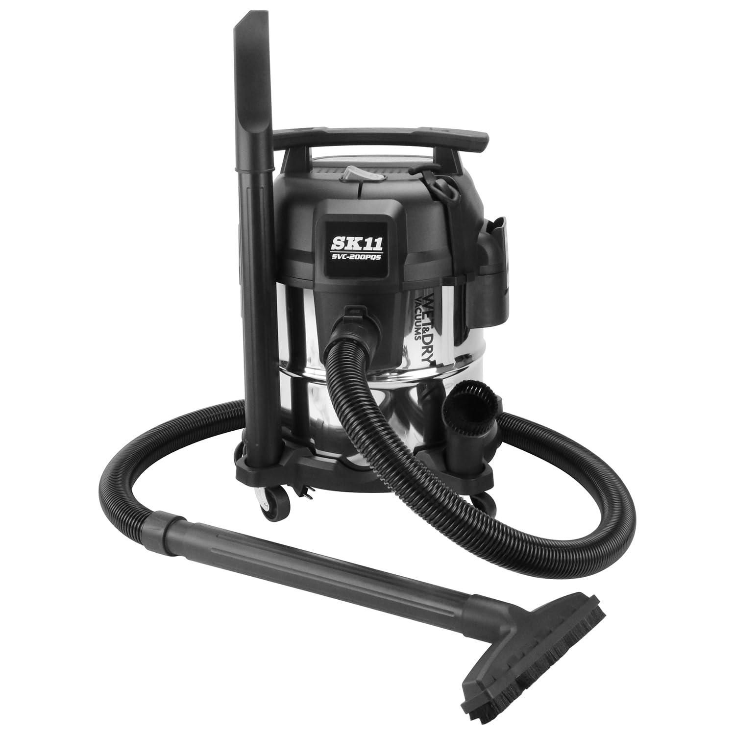 SK11(藤原産業) 乾湿両用掃除機 ステンレス製タンク 静音 SVC-200PQS 38mm太径ホース 吸塵17L 吸水11L モーター吸込仕事率210W 約7.0kg 電圧100V 電流10A