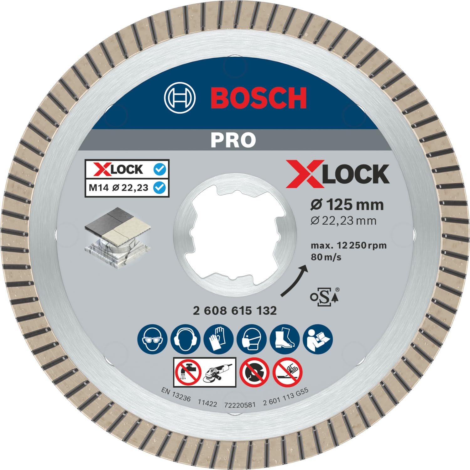 ボッシュ(BOSCH) X-LOCK ダイヤホイールベスト 2608615132 125mmφ×1.4mm 波型 タイル用