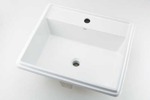 カクダイ 角型洗面器 493-151 1ホール 陶器製 切込寸法W520×D455mm 容量12.5L