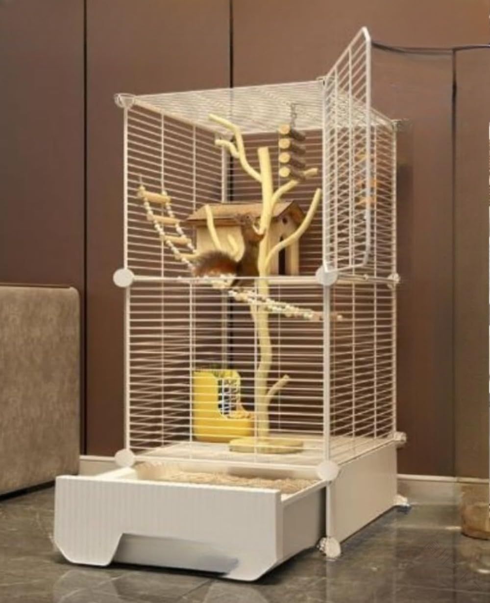 木鼠伏せ籠 大型 小毛の荒物伏せ籠 3段 1列 2段 L x W x H 37 x 37 x 90 珊 抽き出し お盆 フクロモモンガ シマ木鼠 デグー フェネットボール 金網 垂直方向 繁殖 室内 伏せ籠 通気性 安全性のある 牢固たる 精神的な統合飾り気の無い 洗い濯ぎ