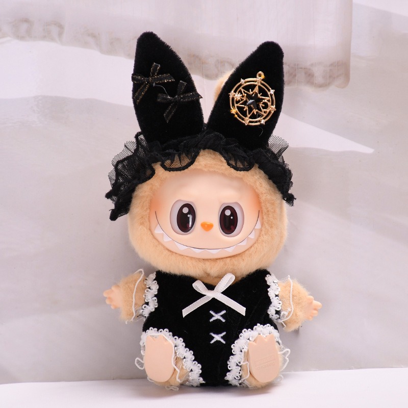 新品】LABUBU ラブブ ぬいぐるみ ふわふわリボン ブラウン