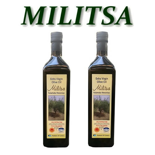 オリーブオイル ギリシャ カラマタ コロネイキ PDO 1L 2本 お中元 ノンフィルター コールドプレス エキストラバージン ギフト シングルエステート 地中海式ダイエット MILITSA 贈答 内祝い 1000ml ミリツァ