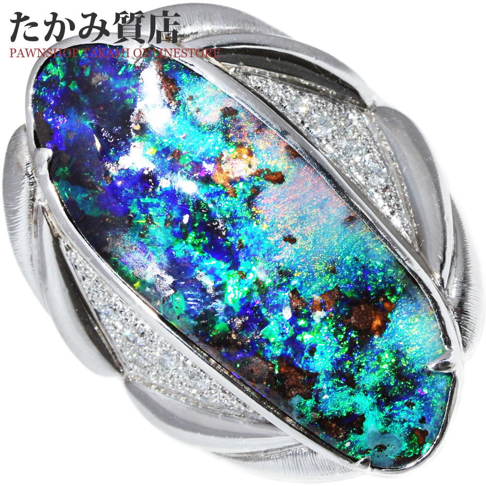 【楽天市場】指輪(リング) Pt900 ボルダーオパール19.82ct/ダイヤ0.11ct 12号：たかみ質店楽天市場店