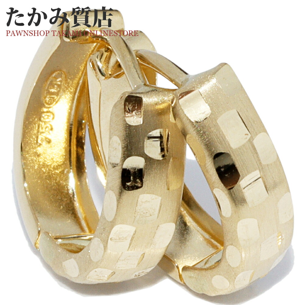 ピアス フープピアス K18YG 市松模様