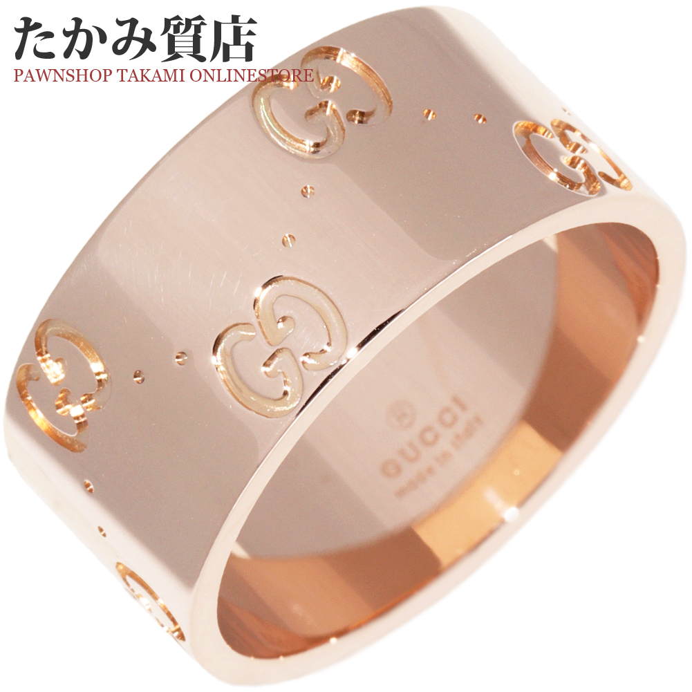 GUCCI GGアイコンリング ＃16 K18WG シンセティックコランダム GUCCI GGアイコンリング ＃16 K18WG シンセティックコランダム