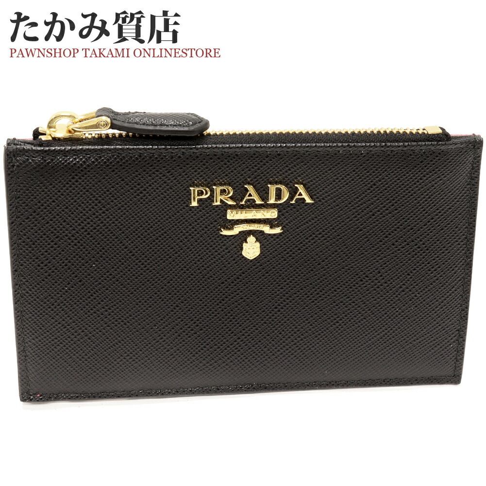 美品✨プラダ　二つ折り　フラグメントケース　コインケース　ロゴ　サフィアーノ　黒 楽天市場】プラダ PRADA メンズ フラグメントケース SAFFIANO
