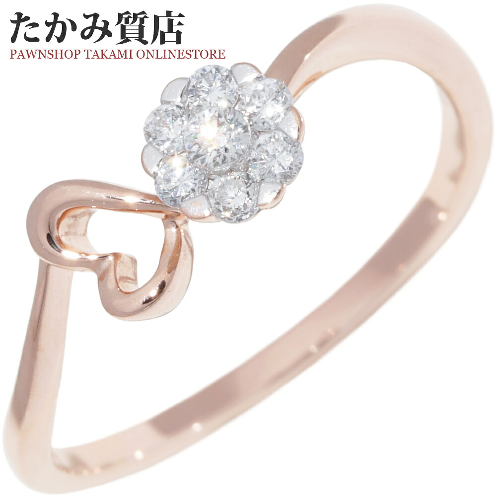 指輪 K18PG ダイヤ0.15ct ハート フラワー 花 12号 39,975円