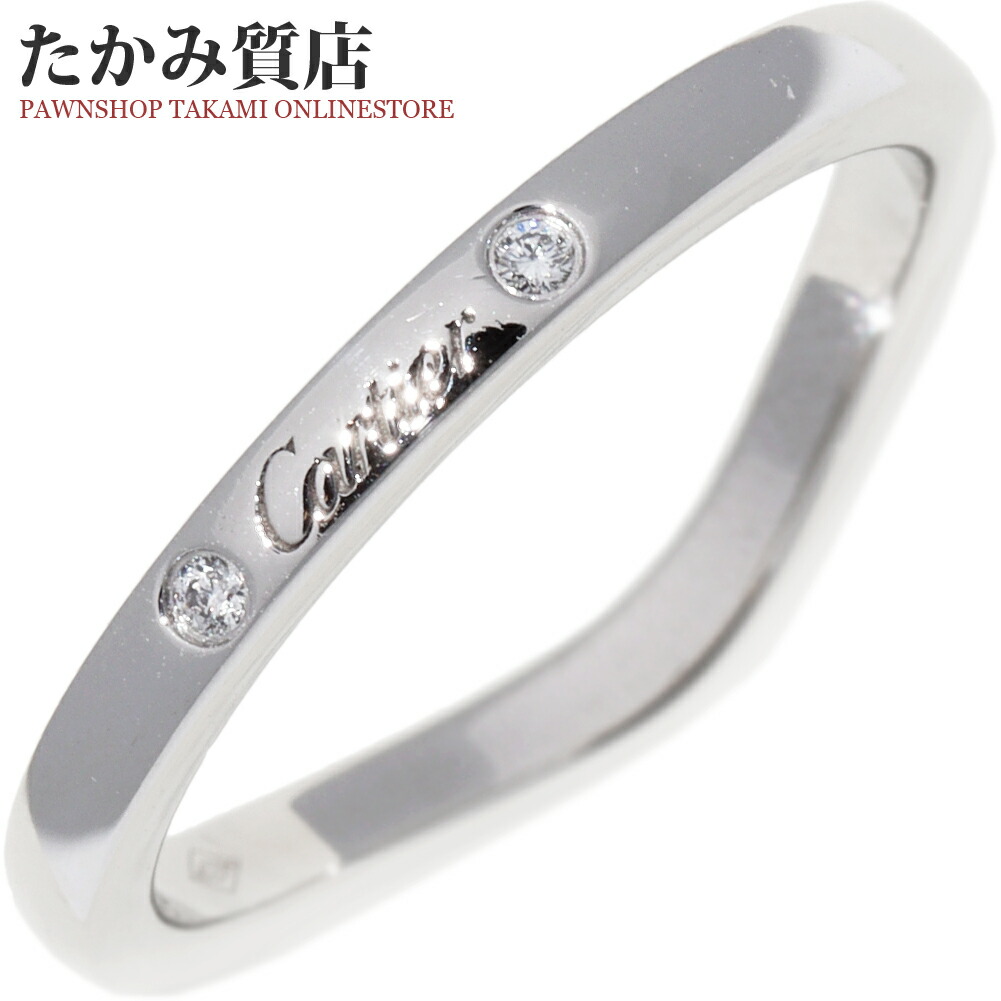 カルティエ 指輪 Pt950 ダイヤ3P(0.01ct) バレリーナウェディングリング 幅2ミリ B40929 #48(8号)