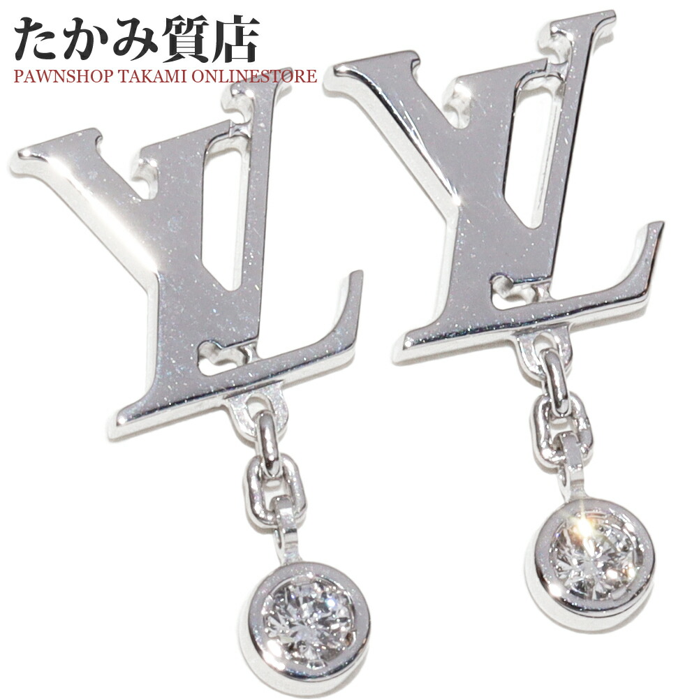 ルイヴィトン ピアス K18WG ダイヤ2P(0.06ct) ピュス イディール ブロッサム LV ピアス Q96544